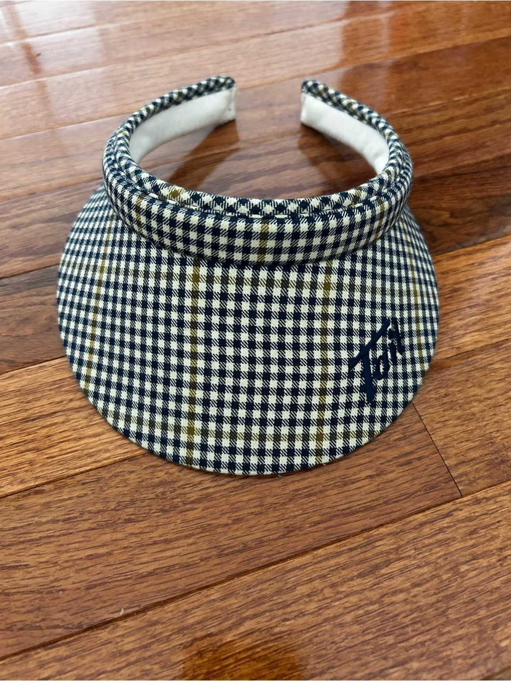 Tuft Plaid Visor Cap - Navy and Cream Checked Sun Visor